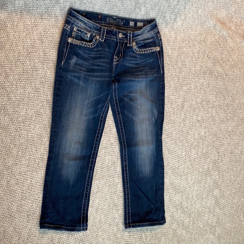 Size 26. Rhinestone Miss Me easy capri - Picture 4 of 5